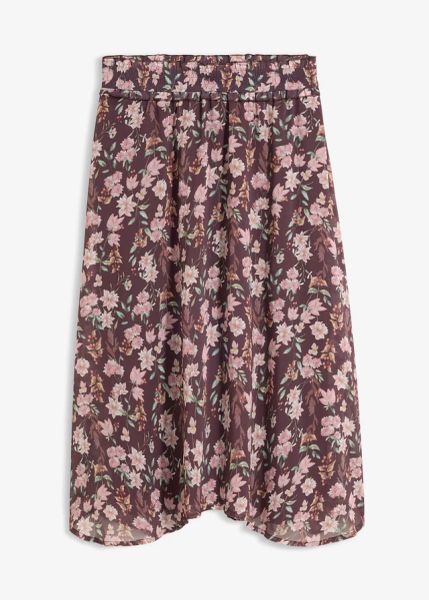 Spódnica midi z szyfonu. Fioletowe spódnice bonprix, bez wzorów, z szyfonu, midi, asymetryczne. Za 124.99 zł.