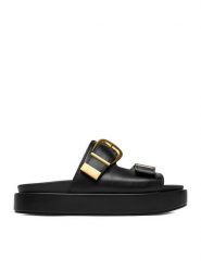 DeeZee Klapki CEO-HY86733-1 Czarny. Czarne klapki DeeZee, bez wzorów, ze skóry, bez obcasa. Za 149.99 zł.