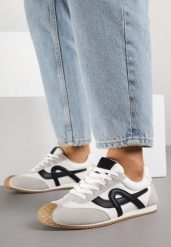 Białe Sneakersy Ozdobione Geometrycznym Motywem Ardetia. Białe obuwie sportowe Born2be, z jeansu, bez zapięcia. Za 99.99 zł.