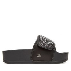 Klapki Liu Jo. Czarne klapki Liu Jo, bez wzorów, bez obcasa. Za 229.99 zł.