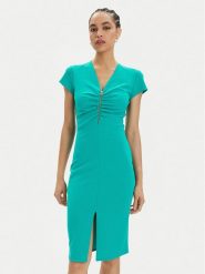 Rinascimento Sukienka koktajlowa CFC0117728003 Turkusowy Slim Fit. Niebieskie sukienki Rinascimento, s, bez wzorów, z syntetyku, wizytowe, bez kołnierzyka, bez ramiączek. Za 589.99 zł.