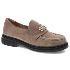 Brązowe Mokasyny Armodo Wsuwane Obuwie Damskie Z Broszką. Brązowe mokasyny Armodo, bez wzorów, bez obcasa. Za 379.00 zł.