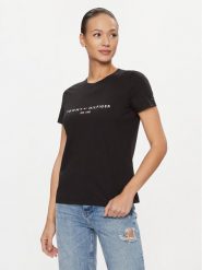 Tommy Hilfiger T-Shirt Heritage C-Nk WW0WW31999 Czarny Regular Fit. Czarne t-shirty TOMMY HILFIGER, m, bez wzorów, z bawełny, bez kołnierzyka, bez ramiączek. Za 129.99 zł.