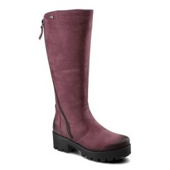 Bordowe Kozaki Simen Damskie Modne Ocieplane Buty. Czerwone kozaki Simen, bez obcasa, bez zapięcia. Za 449.00 zł.