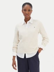 Tommy Hilfiger Sweter WW0WW44987 Beżowy Regular Fit. Brązowe swetry TOMMY HILFIGER, m, bez wzorów, z bawełny, bez ramiączek. Za 499.99 zł.