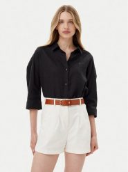 Tommy Hilfiger Koszula WW0WW46169 Czarny Loose Fit. Czarne koszule TOMMY HILFIGER, bez wzorów, ze lnu, bez kołnierzyka, bez ramiączek. Za 389.99 zł.