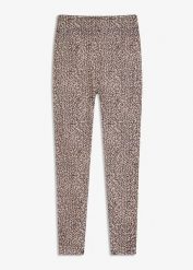 Legginsy ocieplane. Brązowe legginsy bonprix, bez wzorów. Za 59.99 zł.