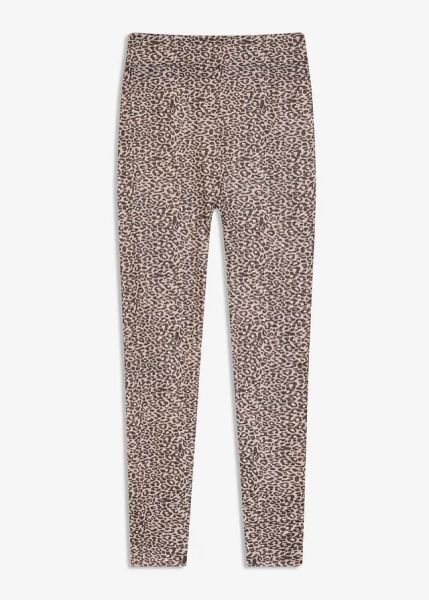Legginsy ocieplane. Brązowe legginsy bonprix, bez wzorów. Za 59.99 zł.
