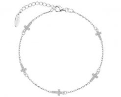 Bransoletka srebrna z cyrkoniami - krzyże. Szare bransoletki Apart, z cyrkonią, srebrne. Za 169.00 zł.