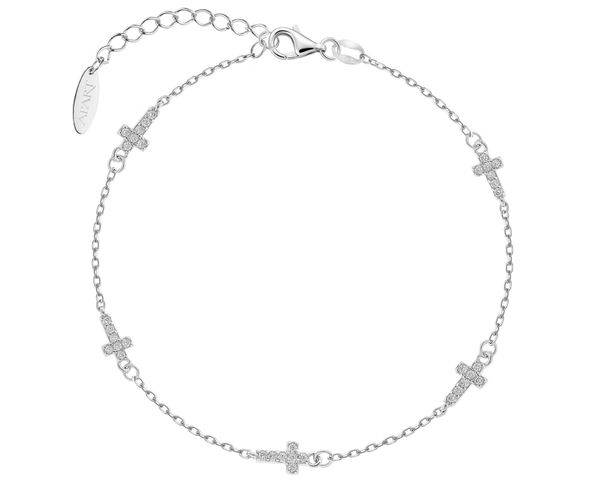 Bransoletka srebrna z cyrkoniami - krzyże. Szare bransoletki Apart, z cyrkonią, srebrne. Za 169.00 zł.