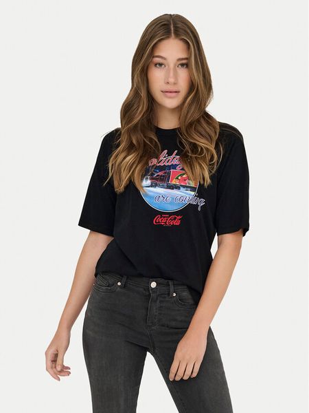 ONLY T-Shirt Coca Cola 15355794 Czarny Regular Fit. Czarne t-shirty Only, xl, bez wzorów, z bawełny, bez kołnierzyka, bez ramiączek. Za 119.99 zł.