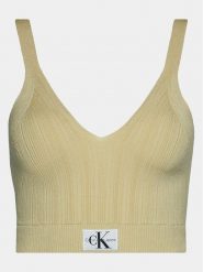 Calvin Klein Jeans Top Label J20J223152 Zielony Slim Fit. Zielone topy Calvin Klein Jeans, l, bez wzorów, z jeansu, bez kołnierzyka, bez ramiączek. Za 289.99 zł.