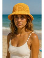 Lucky Bees Kapelusz przeciwsłoneczny w kolorze pomarańczowym rozmiar: onesize. Pomarańczowe kapelusze Lucky Bees, bez wzorów, z materiału. Za 73.99 zł.