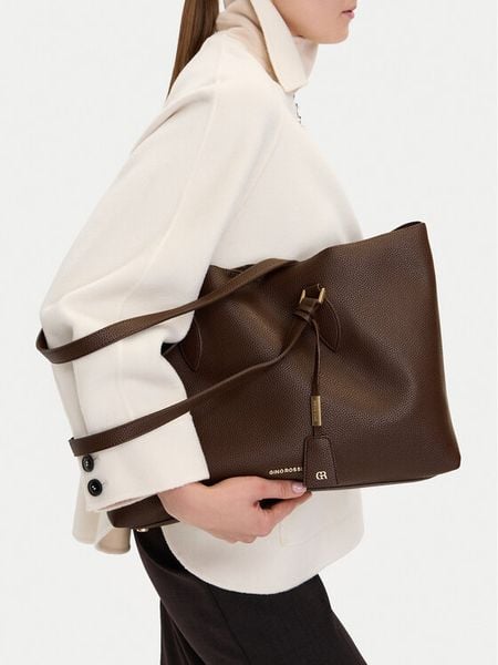 GINO ROSSI Torebka C- LDA9537 Brązowy. Brązowe shopper Gino Rossi, bez wzorów, ze skóry, bez dodatków. Za 259.99 zł.
