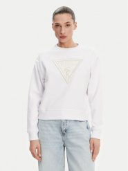 Guess Bluza W5GQ12KBKM0 Biały Regular Fit. Białe bluzy Guess, xs, z aplikacjami, z bawełny, bez kaptura. Za 209.99 zł.