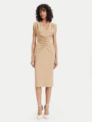 ACCESS FASHION Sukienka koktajlowa 63-3409-162 Beżowy Regular Fit. Brązowe sukienki ACCESS FASHION, bez wzorów, z bawełny, wizytowe, bez kołnierzyka, bez ramiączek. Za 669.99 zł.