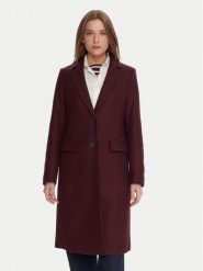Tommy Hilfiger Płaszcz wełniany WW0WW46547 Bordowy Regular Fit. Czerwone płaszcze TOMMY HILFIGER, na zimę, bez wzorów, z wełny, bez kaptura. Za 1,499.00 zł.