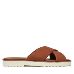 Klapki Toms. Brązowe klapki Toms, bez wzorów, bez obcasa. Za 209.99 zł.
