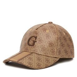 Czapka z daszkiem Guess. Brązowe czapki Guess, z aplikacjami. Za 199.99 zł.