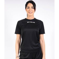 Koszulka piłkarska dla dorosłych Givova One. Czarne koszulki sportowe Givova, bez wzorów, z poliesteru, bez ramiączek, do piłki nożnej. Za 37.00 zł.