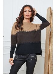 So Cachemire Sweter "Lurcia" w kolorze brązowo-czarno-jasnobrązowym rozmiar: S. Brązowe swetry So Cachemire, s, bez wzorów, z kaszmiru, bez ramiączek. Za 227.31 zł.