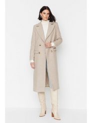 Trendyol Płaszcz zimowy w kolorze jasnobrązowo-kremowym rozmiar: 34. Brązowe płaszcze Trendyol, na zimę, bez wzorów, z puchu, bez kaptura. Za 139.87 zł.