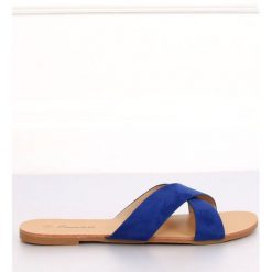 Niebieskie Klapki damskie granatowe 930 Blue. Niebieskie klapki ButyModne, bez wzorów, z materiału, bez obcasa. W wyprzedaży za 59.00 zł.