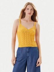 United Colors Of Benetton Top 101TDH01B Żółty Slim Fit. Żółte topy United Colors of Benetton, xs, bez wzorów, z bawełny, bez kołnierzyka, bez ramiączek. Za 119.99 zł.