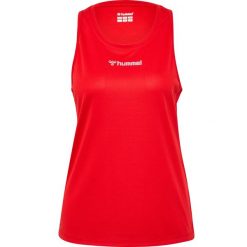 Damski tank top Hummel. Czerwone topy Hummel, bez wzorów, z materiału, bez kołnierzyka, bez ramiączek. Za 100.00 zł.