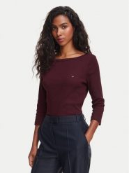 Tommy Hilfiger Bluzka Cody WW0WW49928 Bordowy Regular Fit. Czerwone bluzki TOMMY HILFIGER, s, bez wzorów, z bawełny, bez kołnierzyka, bez ramiączek. Za 249.99 zł.