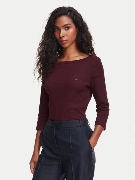 Tommy Hilfiger Bluzka Cody WW0WW49928 Bordowy Regular Fit. Czerwone bluzki TOMMY HILFIGER, s, bez wzorów, z bawełny, bez kołnierzyka, bez ramiączek. Za 249.99 zł.