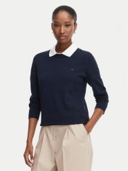 Tommy Hilfiger Sweter Cable Fine WW0WW44984 Granatowy Regular Fit. Niebieskie swetry TOMMY HILFIGER, xxs, bez wzorów, z syntetyku, bez ramiączek. Za 409.99 zł.