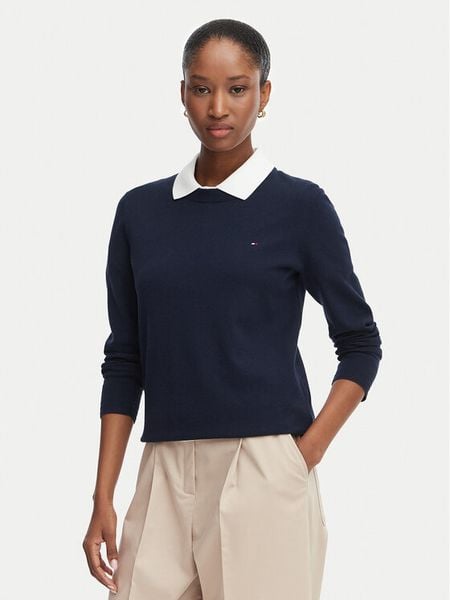 Tommy Hilfiger Sweter Cable Fine WW0WW44984 Granatowy Regular Fit. Niebieskie swetry TOMMY HILFIGER, xxs, bez wzorów, z syntetyku, bez ramiączek. Za 331.99 zł.
