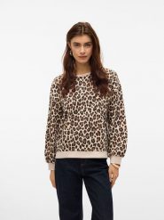 Vero Moda Bluza w kolorze beżowo-czarnym rozmiar: L. Brązowe bluzy Vero Moda, l, bez wzorów, z bawełny, bez kaptura. Za 114.44 zł.