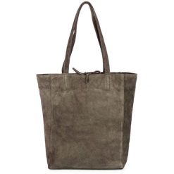 Worek skórzany taupe W18. Torebki klasyczne bez wzorów, z materiału, przez ramię, duże, zamszowe, bez dodatków. Za 159.49 zł.