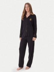 LAUREN RALPH LAUREN Piżama ILN72467F Czarny Regular Fit. Czarne piżamy Lauren Ralph Lauren, bez wzorów, z bawełny, bez ramiączek. Za 599.99 zł.