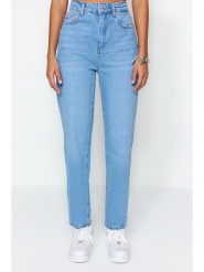 Trendyol Dżinsy - Tapered fit - w kolorze błękitnym rozmiar: 38. Niebieskie jeansy Trendyol, bez wzorów, z podwyższonym stanem. Za 83.62 zł.