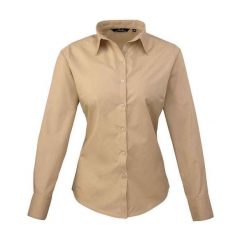 Bluzka Damska Z Długim Rękawem Z Popeliny. Zielone bluzki PREMIER, xl, bez wzorów, casualowe, bez kołnierzyka, bez ramiączek. Za 118.99 zł.