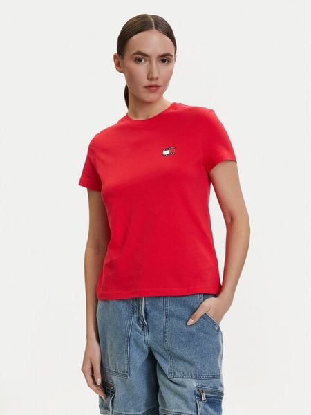 Tommy Jeans T-Shirt DW0DW22274 Czerwony Regular Fit. Czerwone t-shirty Tommy Jeans, s, bez wzorów, z bawełny, bez kołnierzyka, bez ramiączek. Za 114.99 zł.
