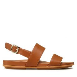 Sandały FitFlop. Brązowe sandały FitFlop, bez wzorów, bez obcasa, na płaskiej podeszwie, bez zapięcia. Za 389.99 zł.
