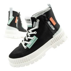 Buty za kostkę sportowe damskie Palladium Pallashock Backzip 2. Czarne obuwie sportowe Palladium, z bawełny, za kostkę, bez zapięcia. Za 269.00 zł.