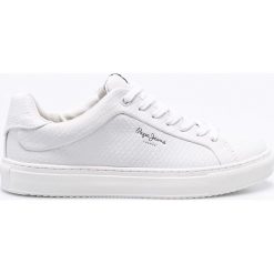 Pepe Jeans - Buty. Białe obuwie sportowe Pepe Jeans, z jeansu, bez zapięcia. Za 299.90 zł.