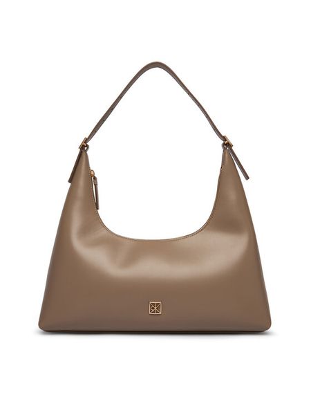 Calvin Klein Torebka Emblem Hw Lthr Shoulder Bag LV04F3262G Beżowy. Brązowe torebki klasyczne Calvin Klein, bez wzorów, ze skóry, bez dodatków. Za 949.99 zł.