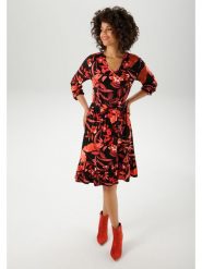 Aniston Sukienka w kolorze czarno-czerwonym rozmiar: 38. Czarne sukienki Aniston, bez wzorów, z tkaniny, bez kołnierzyka, bez ramiączek, midi. Za 91.77 zł.