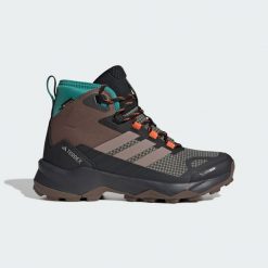 Buty trekkingowe Terrex Skychaser AX5 Mid GORE-TEX CLIMAWARM+. Brązowe trekkingi Adidas, z gore-texu, wspinaczkowe. Za 699.00 zł.