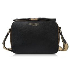 Torebka damska skórzana listonoszka na ramię modna czarna Paolo Peruzzi KV-03-BL. Czarne torby na ramię bez wzorów, z materiału, biznesowe, na ramię, małe, bez dodatków. Za 229.00 zł.