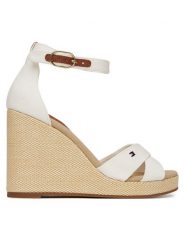 Tommy Hilfiger Sandały Flag High Wedge Espad Crisscross FW0FW08661 Écru. Sandały TOMMY HILFIGER, bez wzorów, z materiału, bez obcasa, na koturnie, bez zapięcia. Za 299.99 zł.