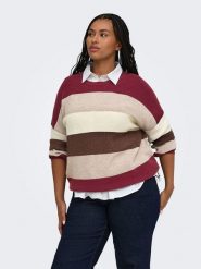 ONLY Carmakoma Sweter w kolorze bordowo-beżowym rozmiar: M-46/48. Brązowe swetry Only Carmakoma, m, bez wzorów, bez ramiączek. Za 115.95 zł.