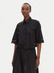 TWINSET Koszula 251TT2093 Czarny Loose Fit. Czarne koszule Twinset, bez wzorów, z bawełny, bez kołnierzyka, bez ramiączek. Za 569.99 zł.