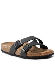 Birkenstock Klapki Yao Balance 1016687 Czarny. Czarne klapki Birkenstock, bez wzorów, ze skóry, bez obcasa. Za 319.99 zł.